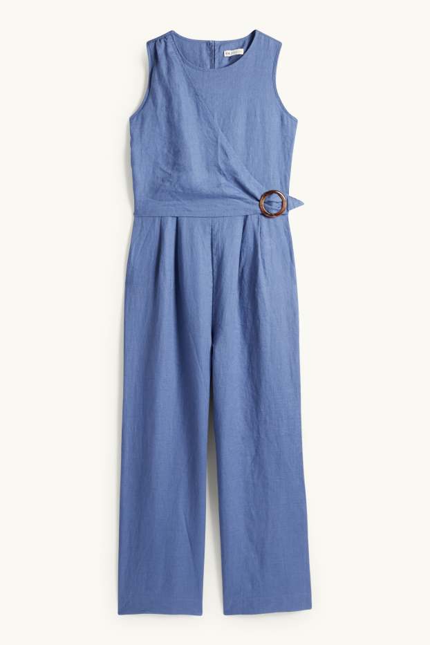 Children Girls - Linen jumpsuit - blue