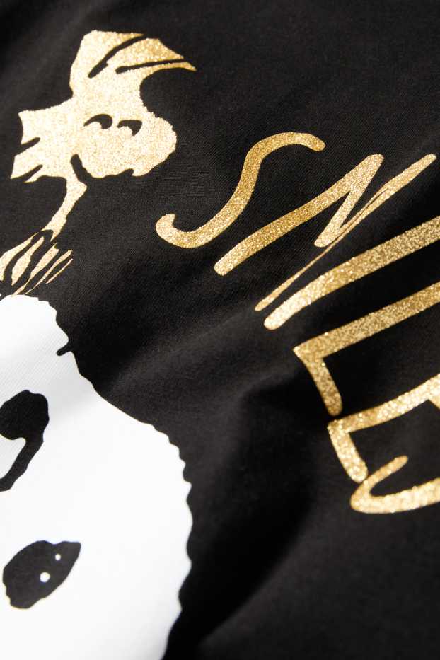 Damen - T-Shirt - Regular Fit - Glanz-Effekt - Peanuts - schwarz