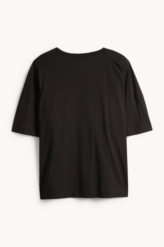 Damen - T-Shirt - Regular Fit - Glanz-Effekt - Peanuts - schwarz