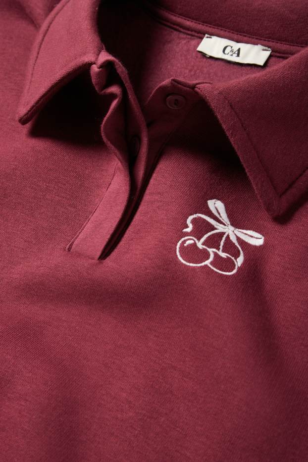 Femei - Bluză de molton - bordo