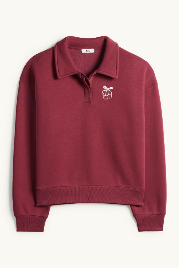 Femei - Bluză de molton - bordo