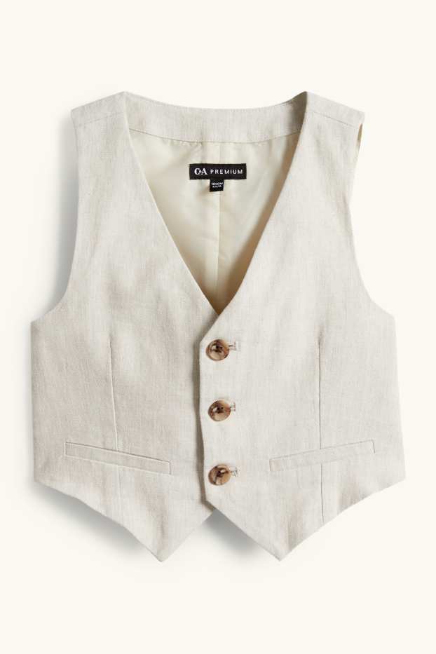 Enfants garçons - Ensemble - chemise, gilet sans manches et nœud papillon - 3 pièces - style festif - beige clair