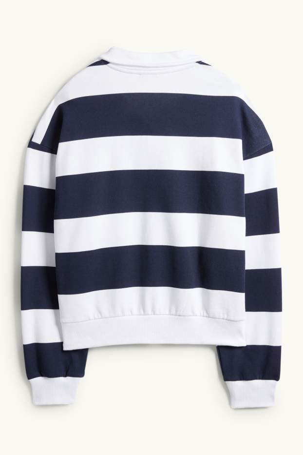 Femei - Bluză de molton - cu dungi - albastru închis / alb