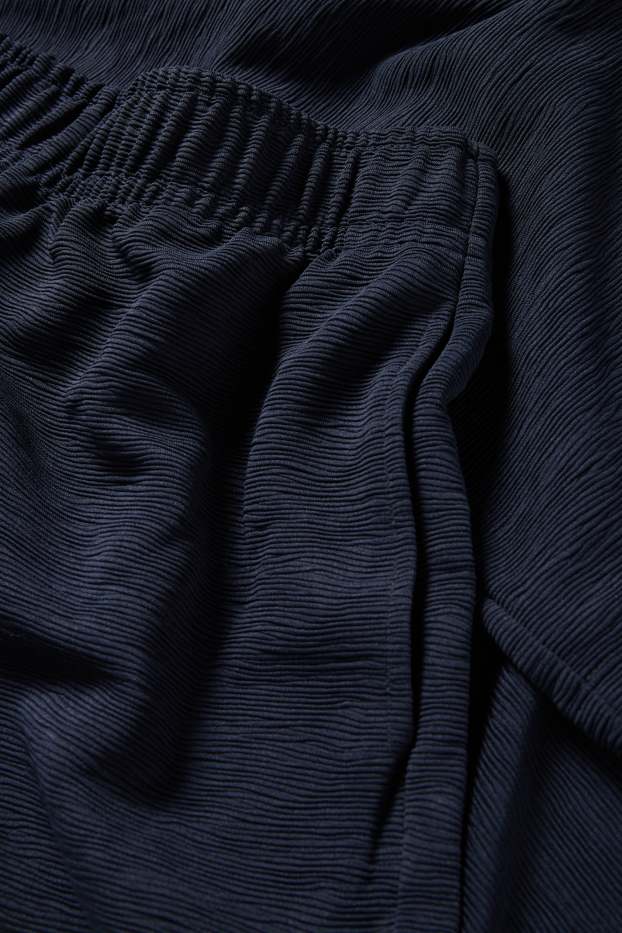 Femmes - Pantalon en jersey - mid waist - regular fit - finition texturée - bleu foncé