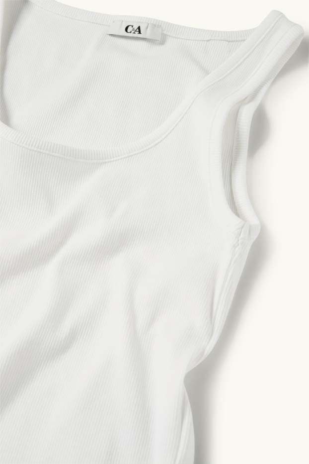Femmes - Haut - finition côtelée - blanc