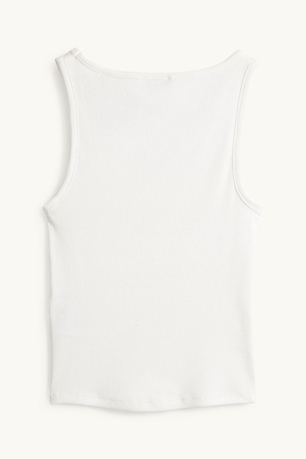 Femmes - Haut - finition côtelée - blanc