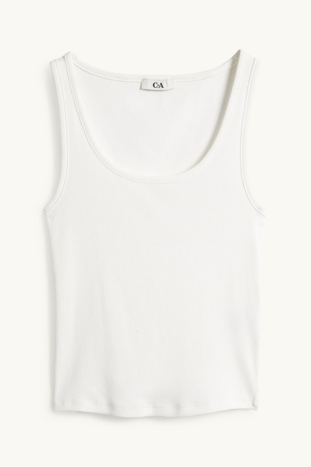 Femmes - Haut - finition côtelée - blanc