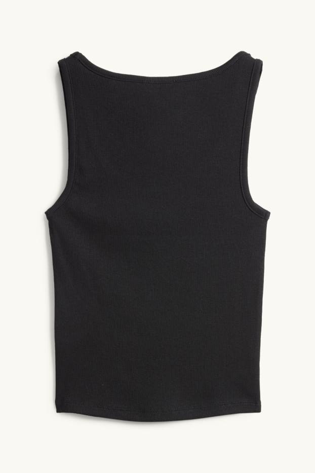 Dames - Top - geribd - zwart