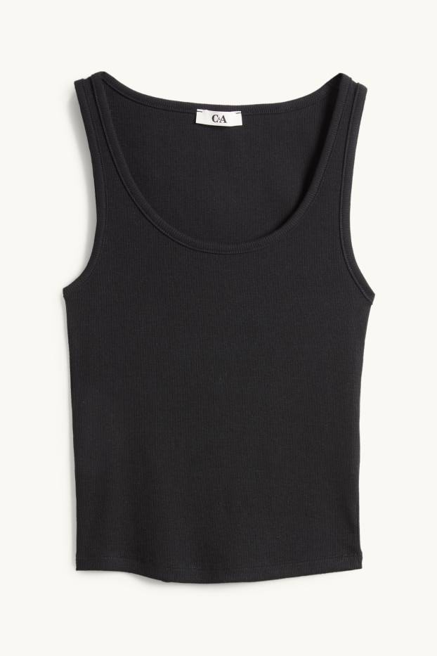 Dames - Top - geribd - zwart