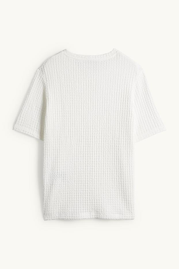 Femei - Tricou - regular fit - structurat - alb