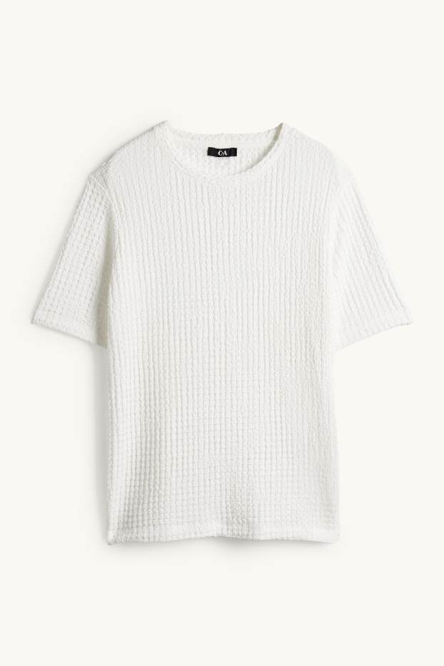 Femei - Tricou - regular fit - structurat - alb