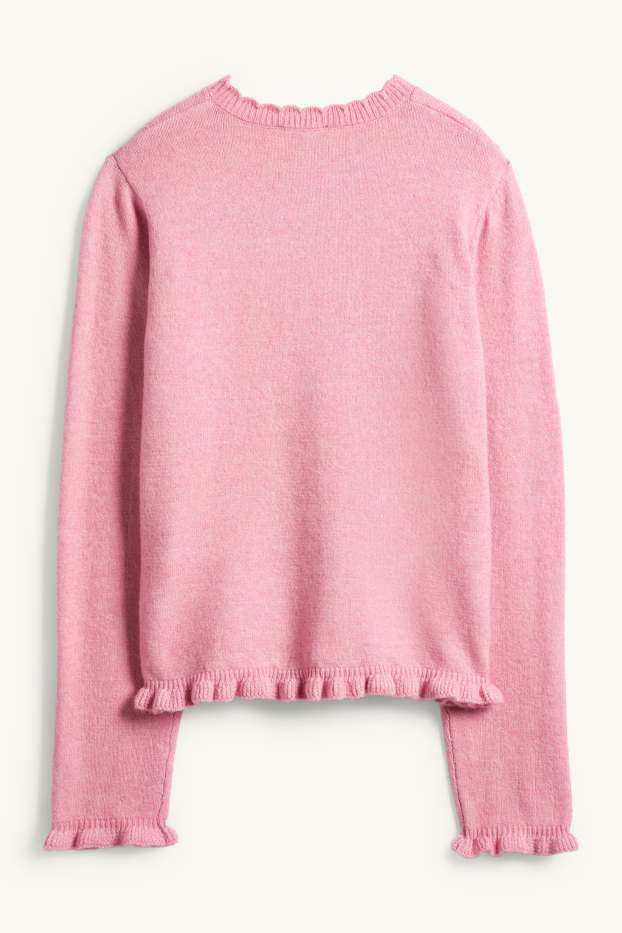 Dámské - Pletený kardigan - růžová