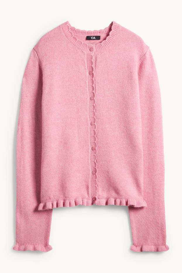 Dámské - Pletený kardigan - růžová