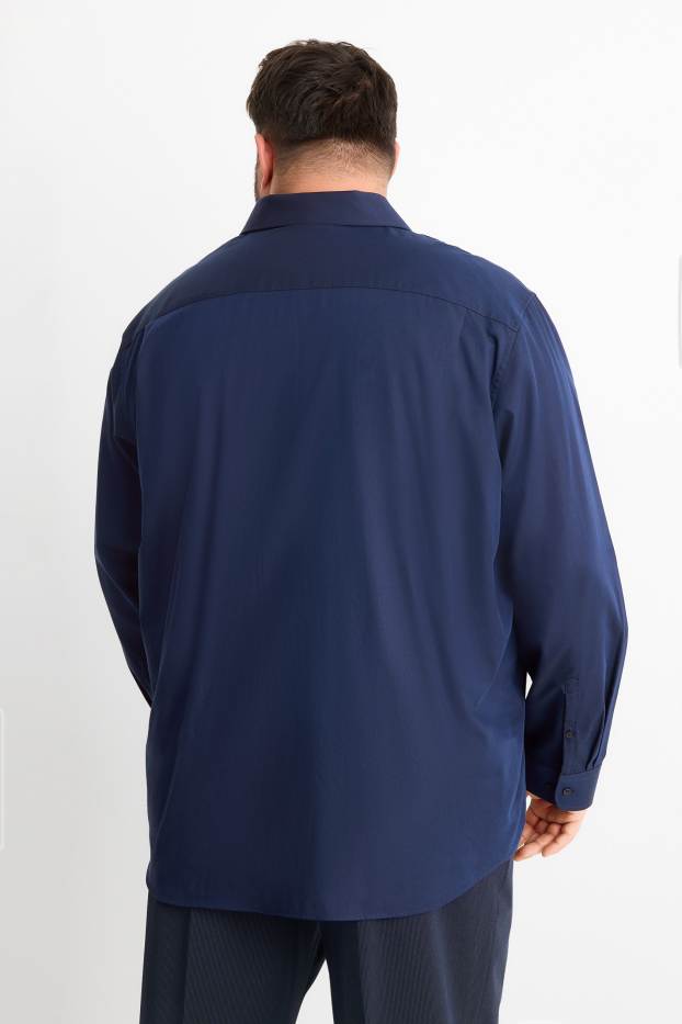 Hommes - Chemise - regular fit - col kent - facile à repasser - bleu foncé