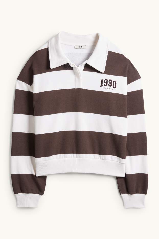 Dames - Sweatshirt - gestreept - bruin / beige