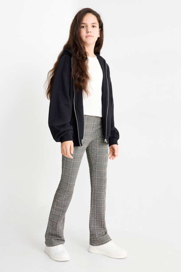 Enfants filles - Lot de 3 - leggings chauds de coupe évasée - noir