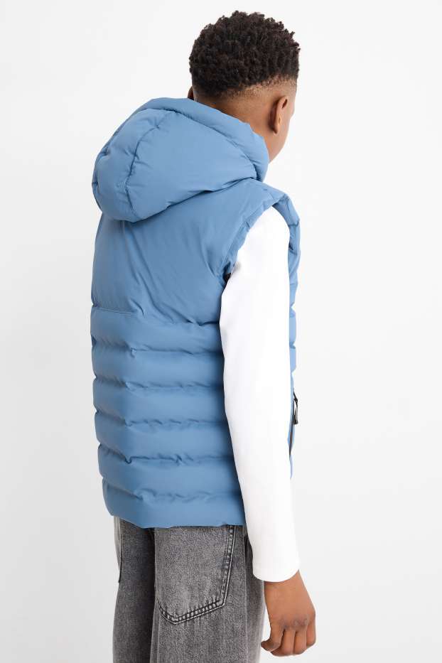 Copii - Băieți - Vestă matlasată cu glugă - rezistentă la apă - albastru