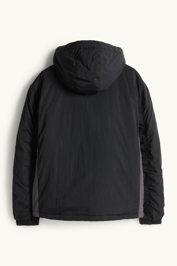 Heren - Jas met capuchon - gevoerd - waterafstotend - zwart