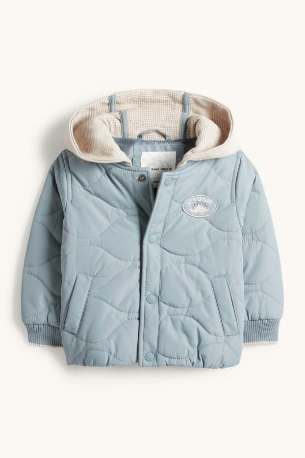 Baby Buben - Dino - Baby-Steppjacke mit Kapuze - hellblau