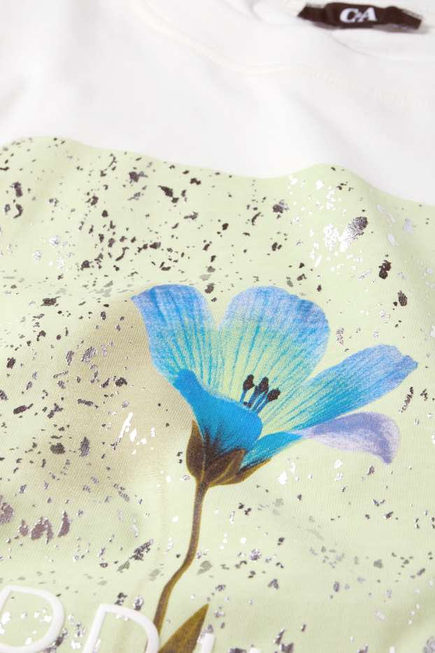 Damen - T-Shirt - Regular Fit - Glanz-Effekt - weiß