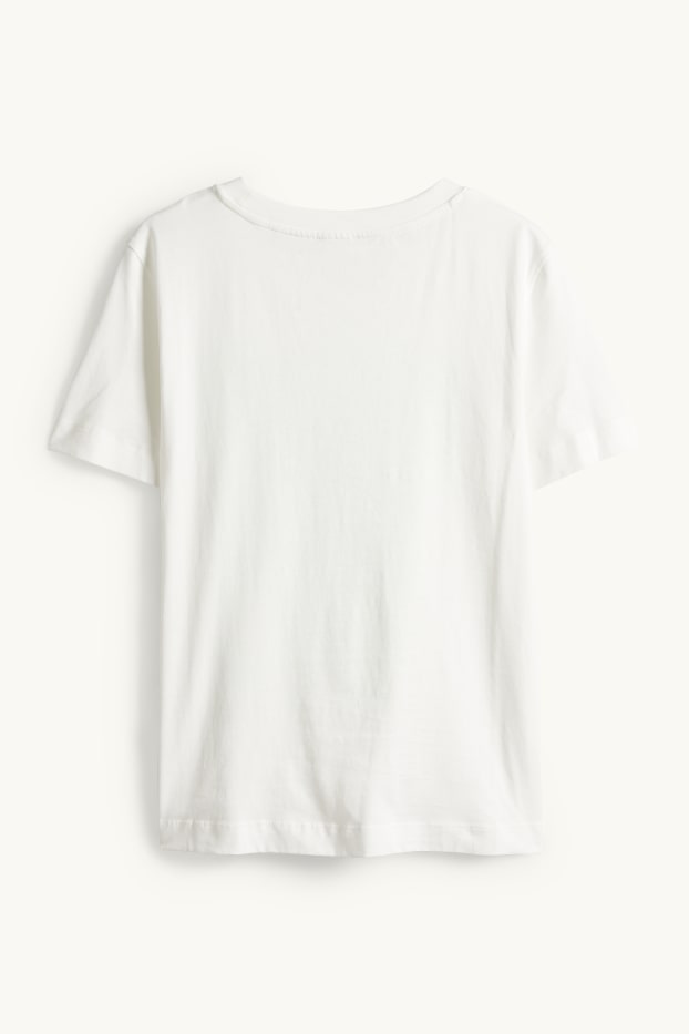 Damen - T-Shirt - Regular Fit - Glanz-Effekt - weiß