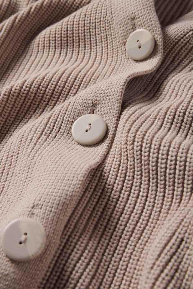 Dames - Gebreid vest - ribstof - taupe