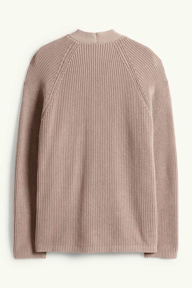 Dames - Gebreid vest - ribstof - taupe