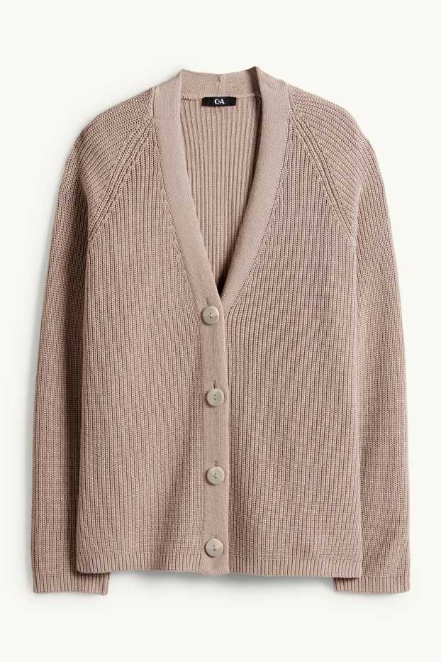 Dames - Gebreid vest - ribstof - taupe