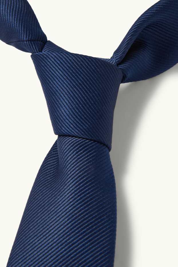 Děti - chlapci - Kravata - žebrovaná - tmavomodrá