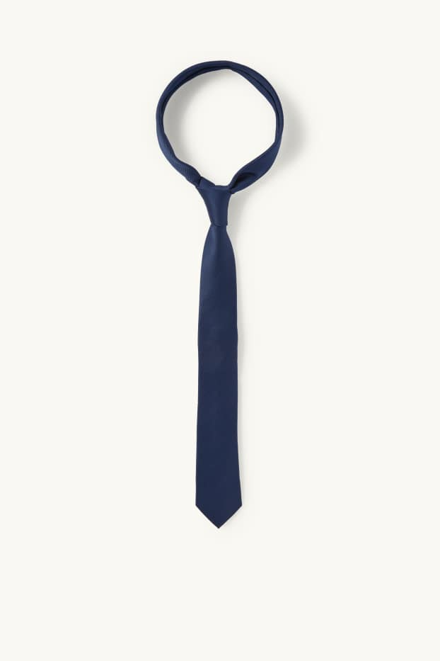 Děti - chlapci - Kravata - žebrovaná - tmavomodrá