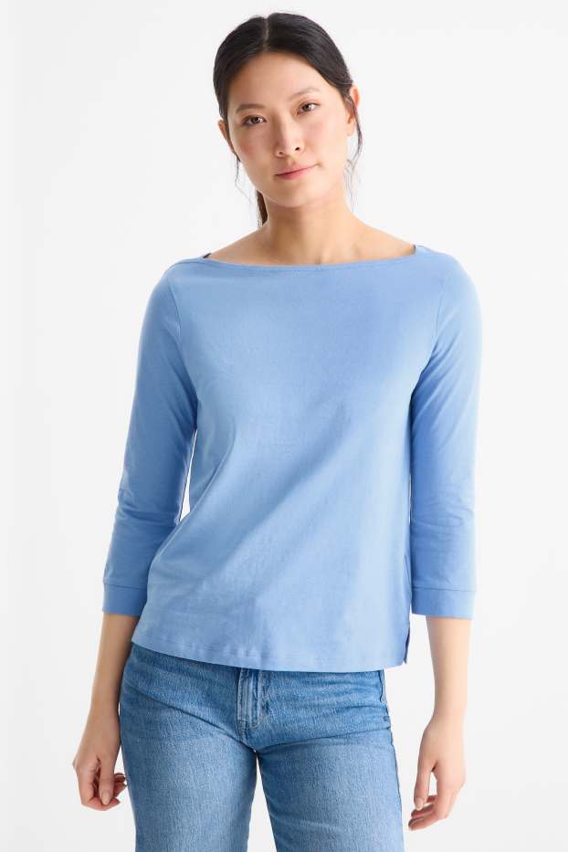 Damen - Langarmshirt - Regular Fit - blau