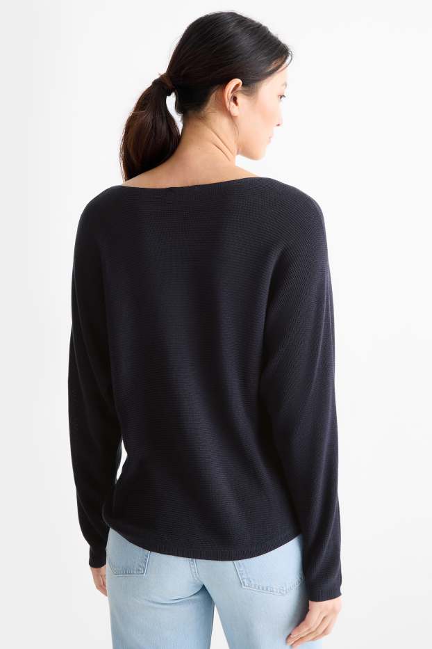 Femmes - Pull - finition côtelée - noir