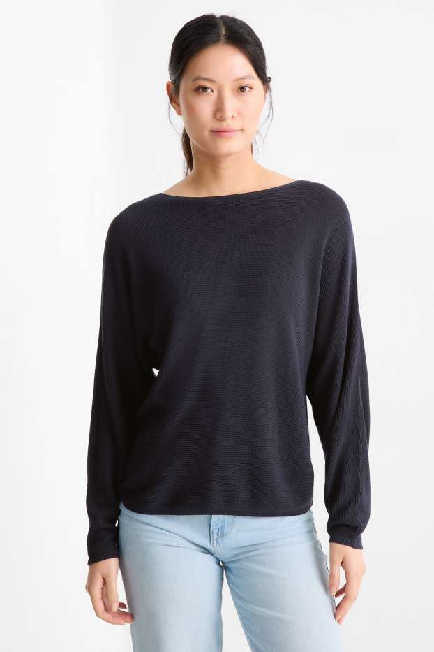 Femmes - Pull - finition côtelée - noir