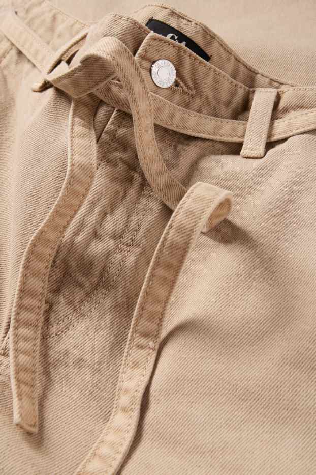 Dames - Pantalon - high waist - barrel leg - lichtbruin