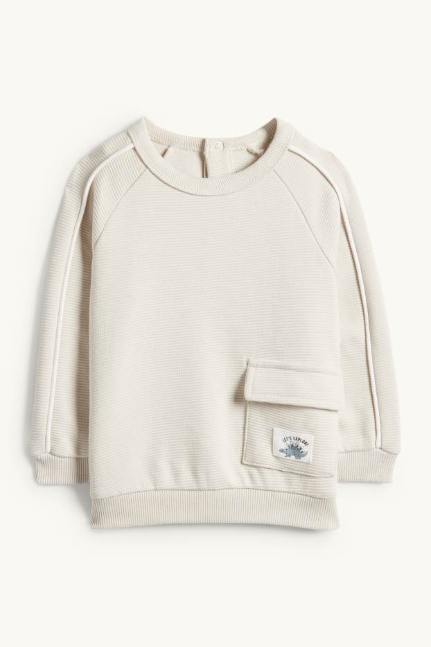 Nadó nen - Dinosaure - conjunt per a nadó - acanalat - 2 peces - beix