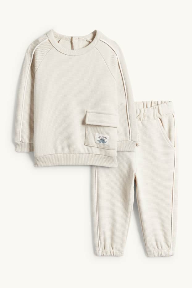 Nadó nen - Dinosaure - conjunt per a nadó - acanalat - 2 peces - beix