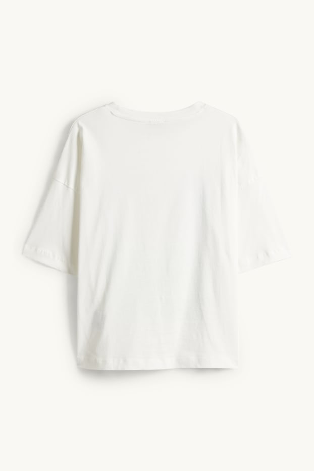 Damen - T-Shirt - Regular Fit - Glanz-Effekt - weiss