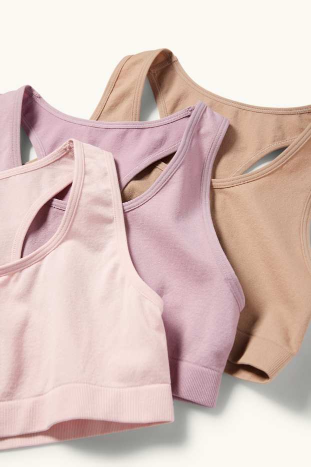 Kinder Mädchen - Multipack 3er - Bustier - hellviolett