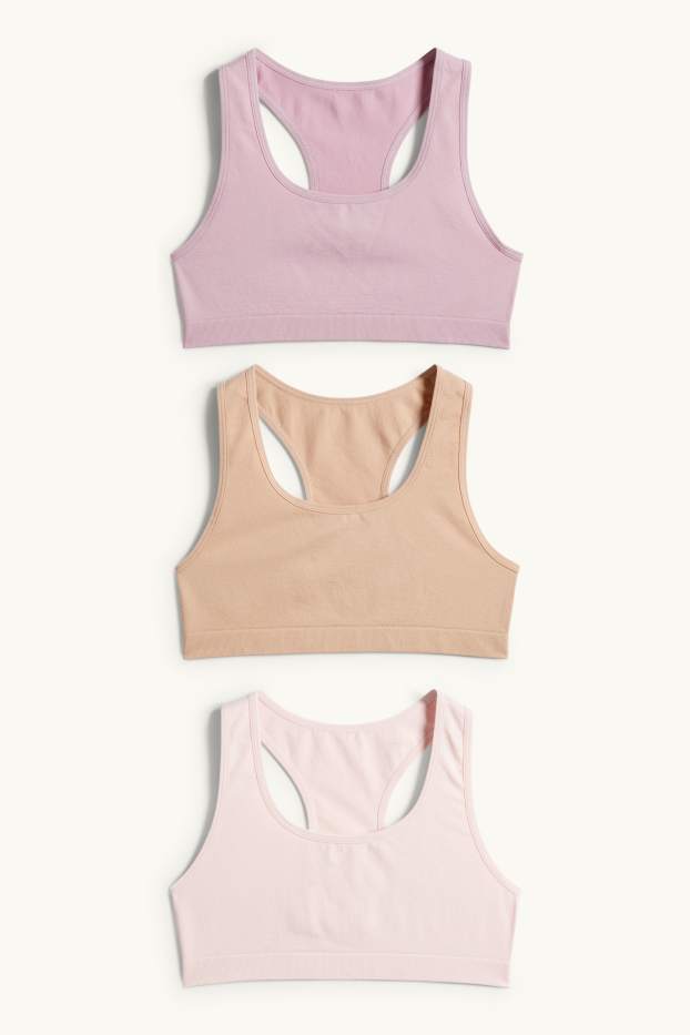 Kinder Mädchen - Multipack 3er - Bustier - hellviolett