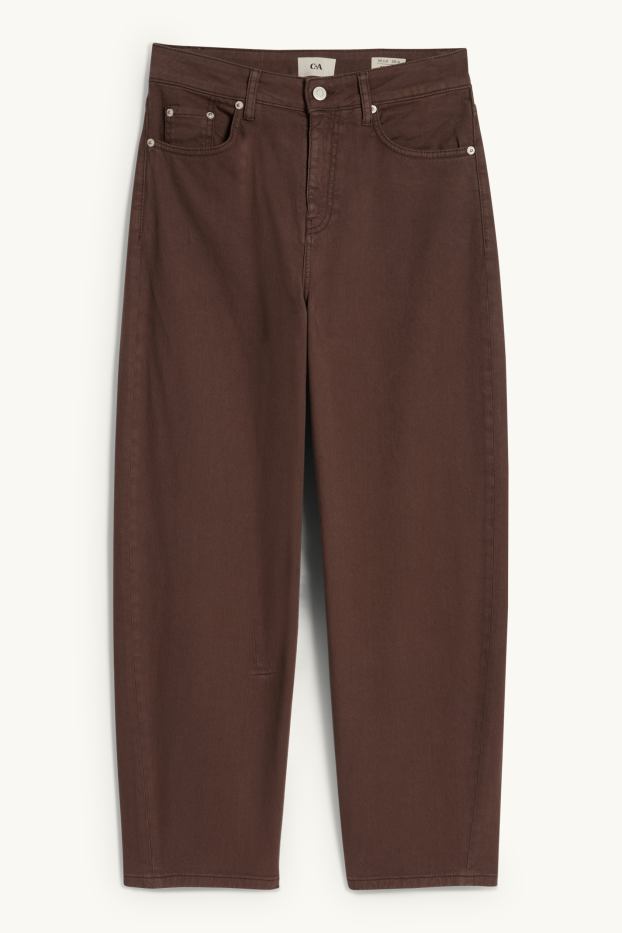 Femmes - Barrel jean - high waist - marron foncé