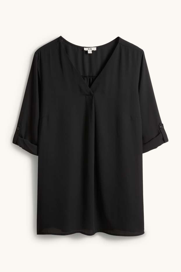 Femmes - Chemisier à col V - noir