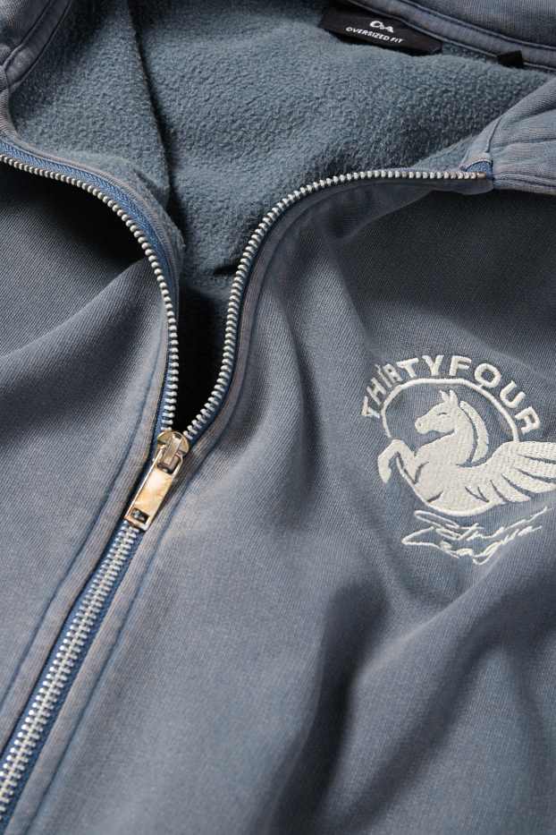 Heren - Sweatvest met capuchon - blauw