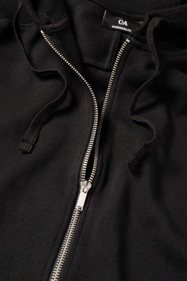 Uomo - Felpa con zip e cappuccio - nero