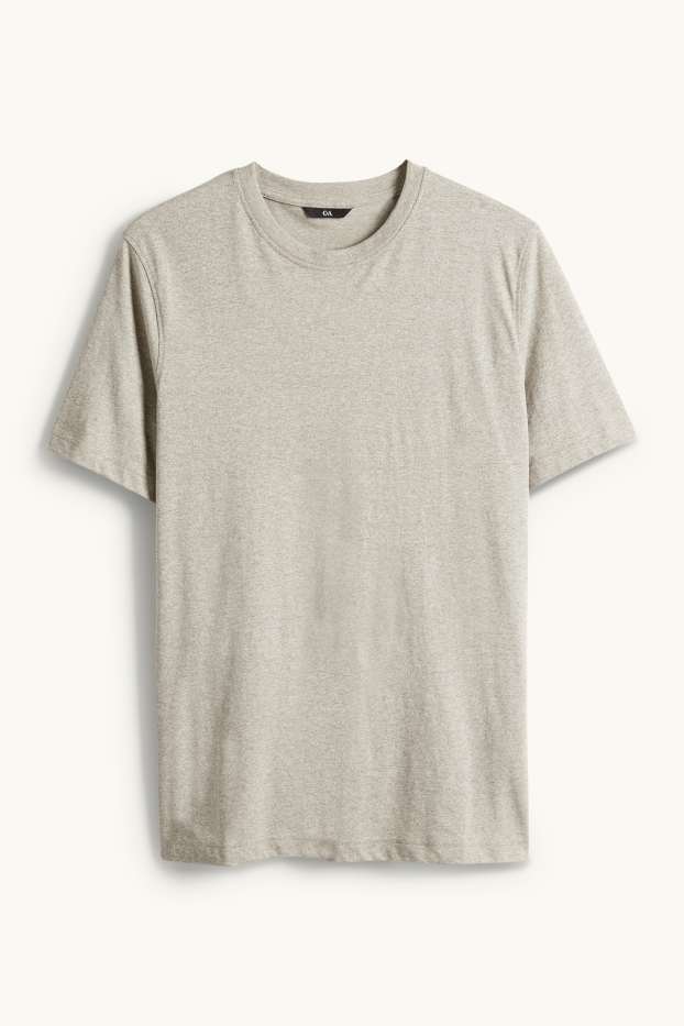 Men - T-shirt - regular fit - gray-melange