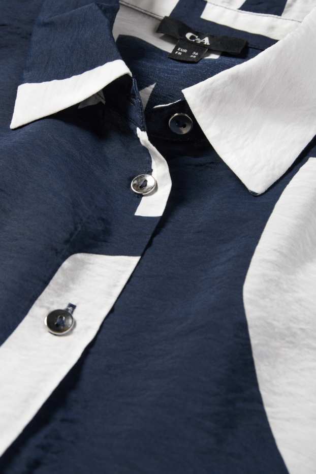 Femei - Bluză - cu model - albastru închis / alb