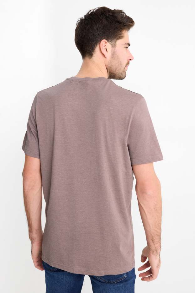 Pánské - Tričko - regular fit - hnědá