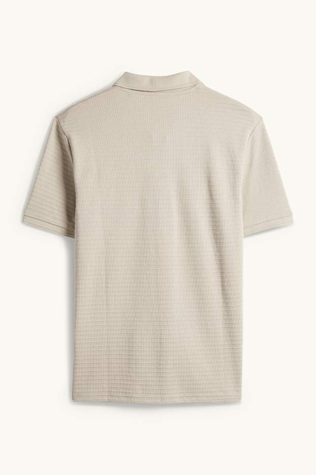 Pánské - Polokošile - regular fit - žebrovaná - béžová