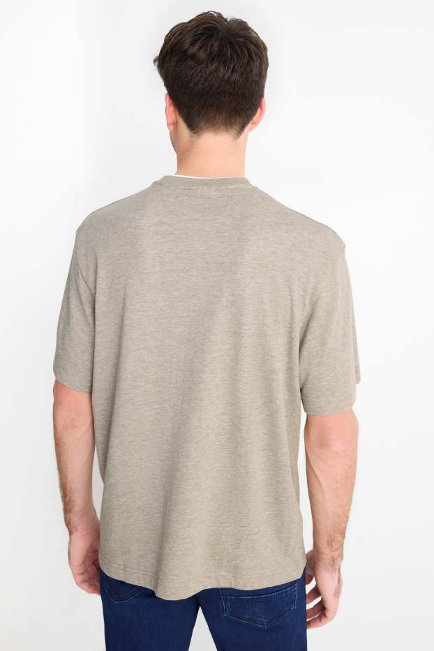 Hommes - T-shirt - relaxed fit - taupe