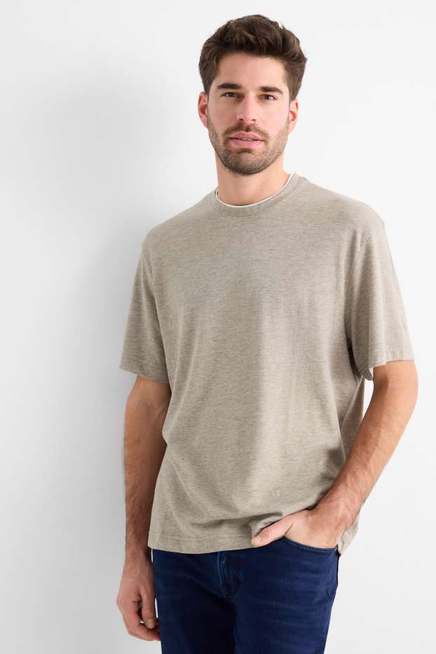 Hommes - T-shirt - relaxed fit - taupe
