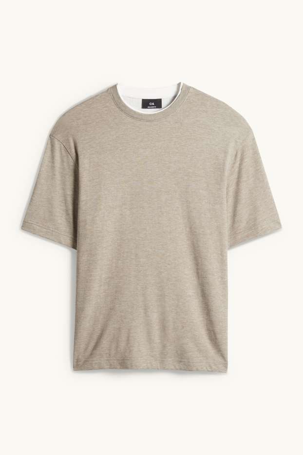 Hommes - T-shirt - relaxed fit - taupe